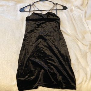 Black velvet mini dress